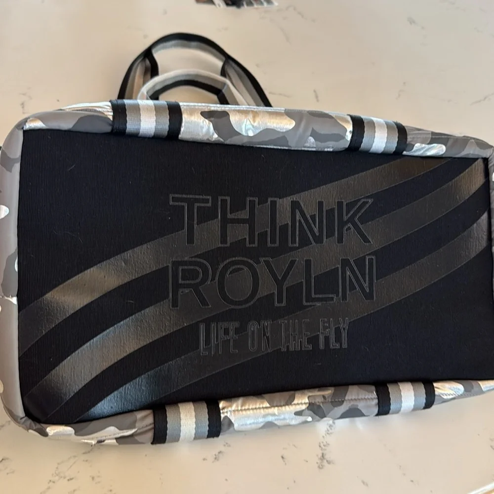 Think Royln Wingman Shiny Silver Black Camo Large Nylon Tote Adjustable Strap - Picture 6 of 13